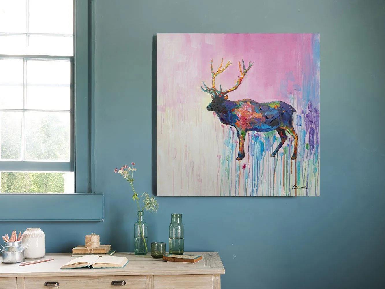 100% handmade Abstract Deer 40x40 Inch (100x100cm)