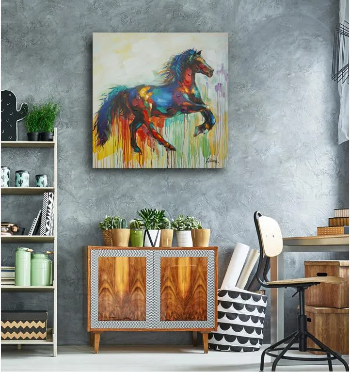 100% handmade Abstract Horse 40x40 Inch (100x100cm)