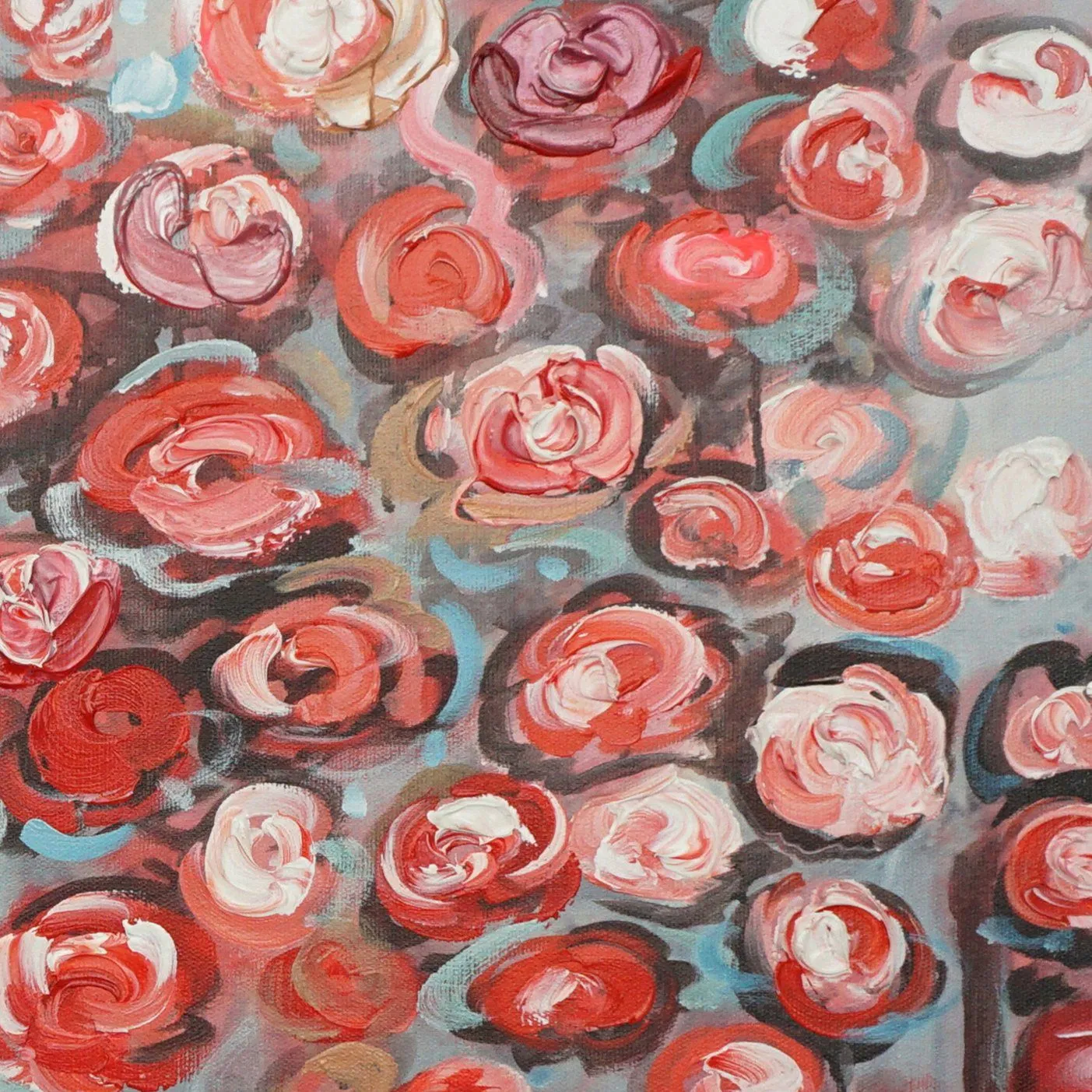 100% handmade Abstract roses 36x36Inch (90x90cm)