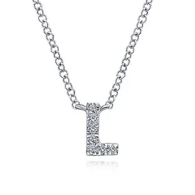 14K W Gold 0.03cttw G/SI2 Diamond Initial "L" Pendant