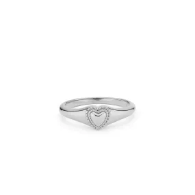 24Kae Structure Heart Ring, Silver