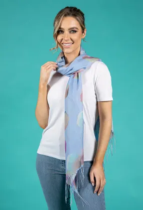 Abstract Bubble Print Scarf in Blue