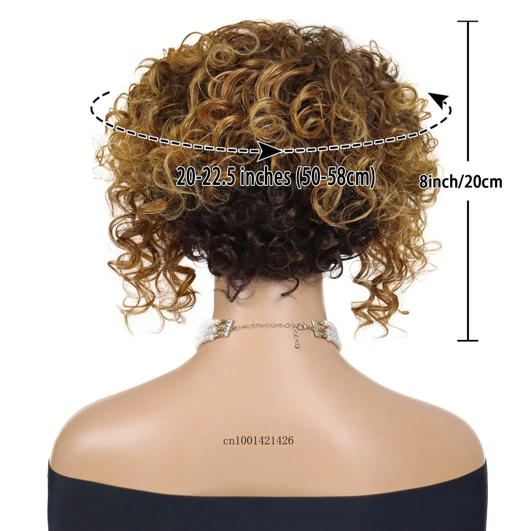 Afro Curly Wigs for Women Synthetic Hair Ombre Brown Wig with Bangs Heat Resitant Fiber Costume Wigs Natural Haircuts Mommy Wig