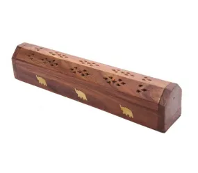 Agarbathi Box - 12 Inches | Wooden Incense Holder/ Elephant Design Agarbatti Box for Pooja