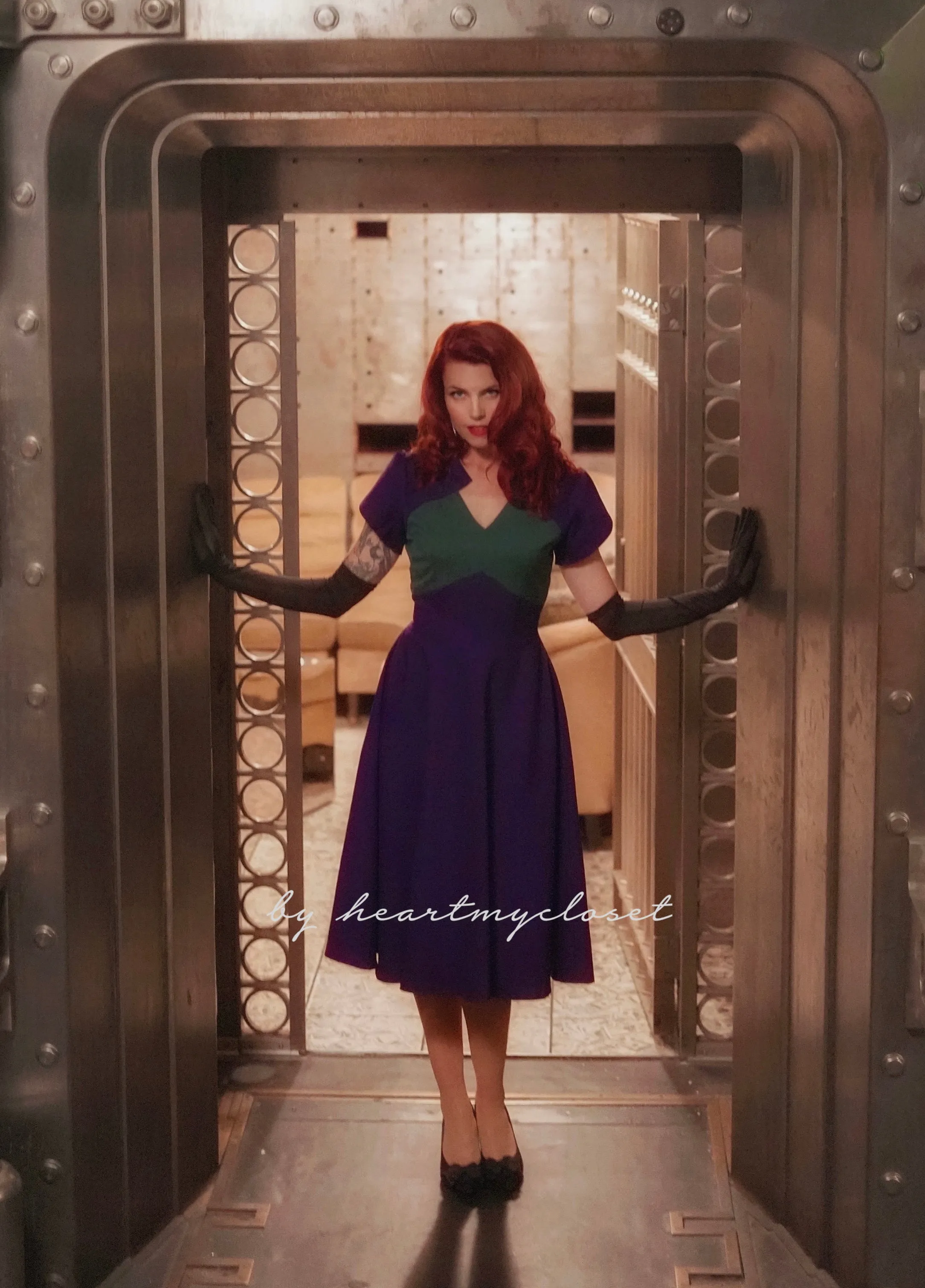 Agent carter - cosplay green purple 50s dress