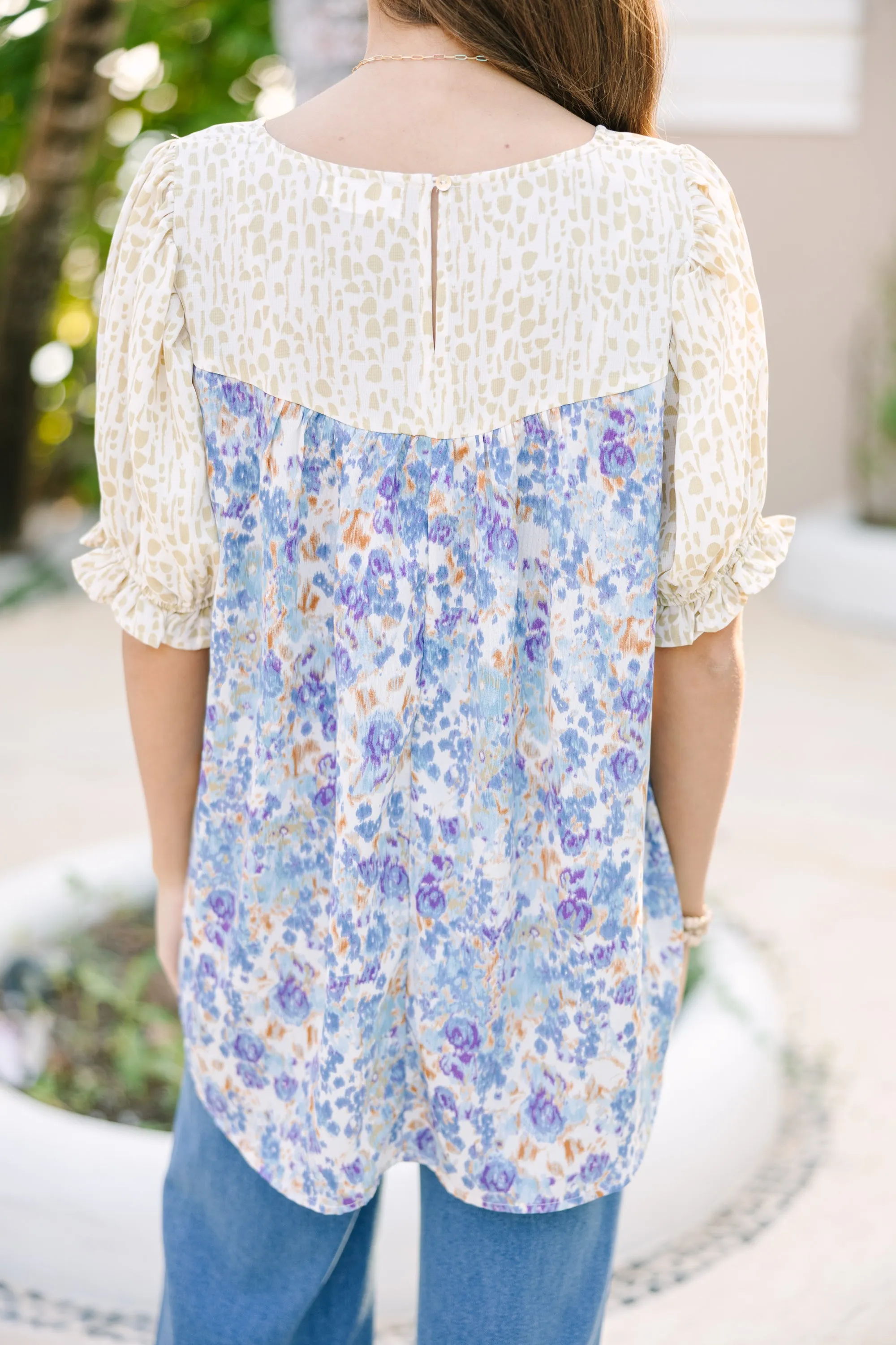 All About You Blue Floral Blouse