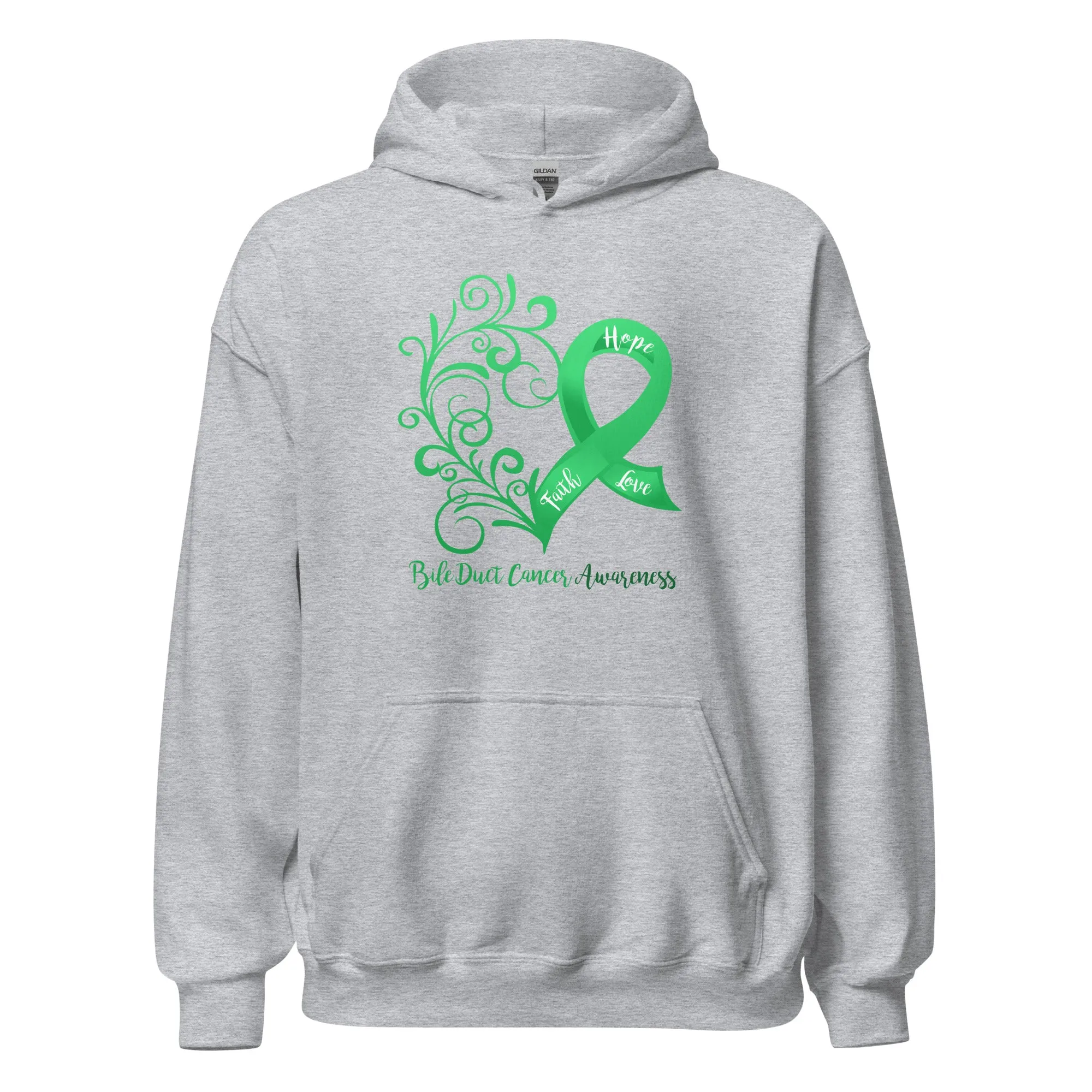 Bile Duct Cancer Awareness Heart Hoodie - Several Colors Available