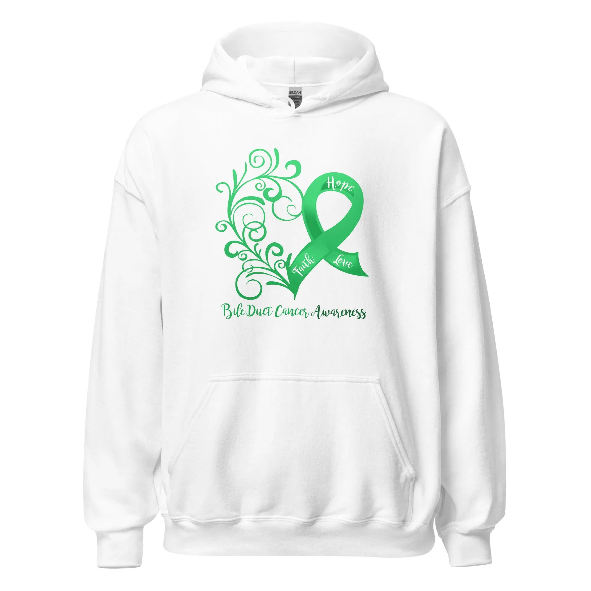 Bile Duct Cancer Awareness Heart Hoodie - Several Colors Available