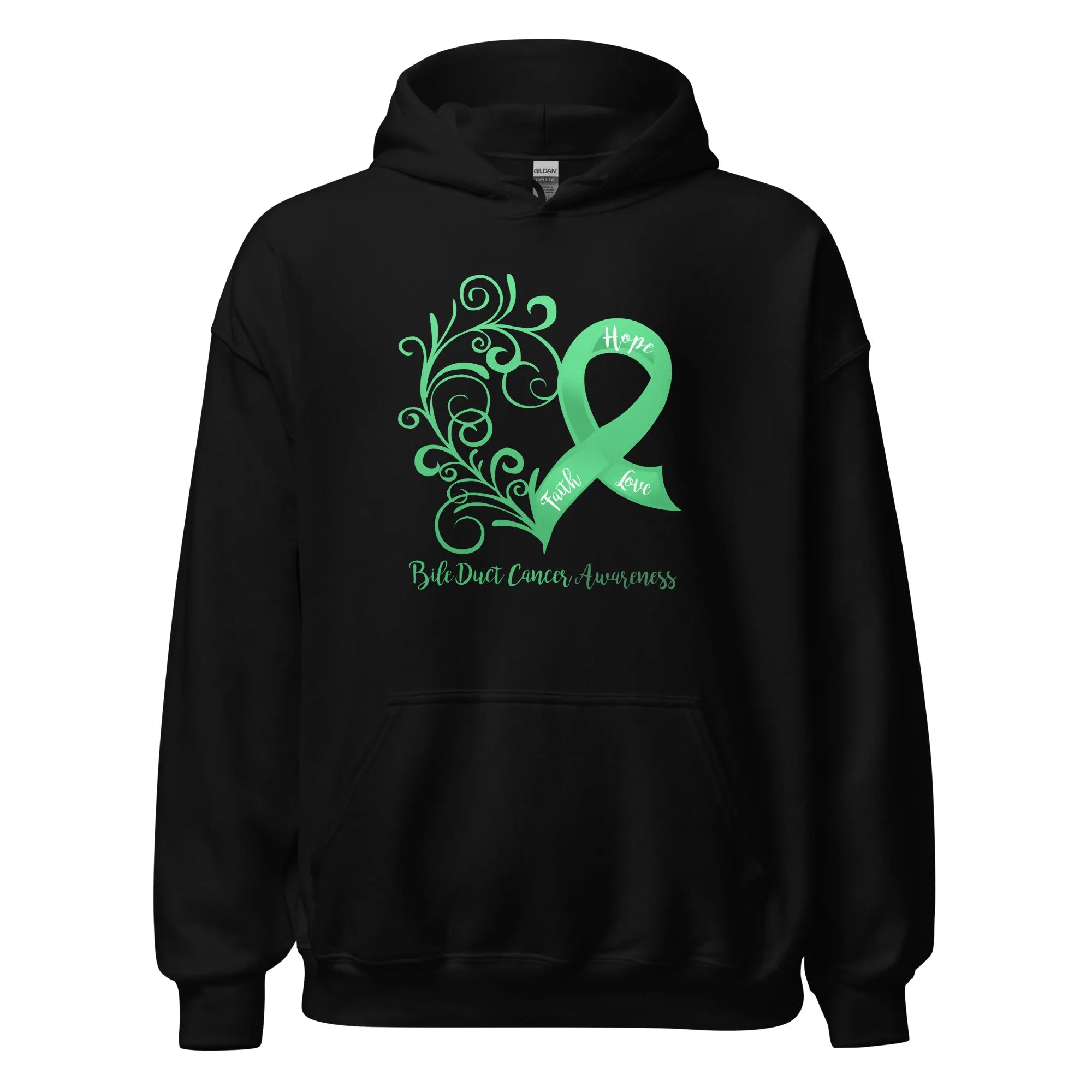 Bile Duct Cancer Awareness Heart Hoodie - Several Colors Available