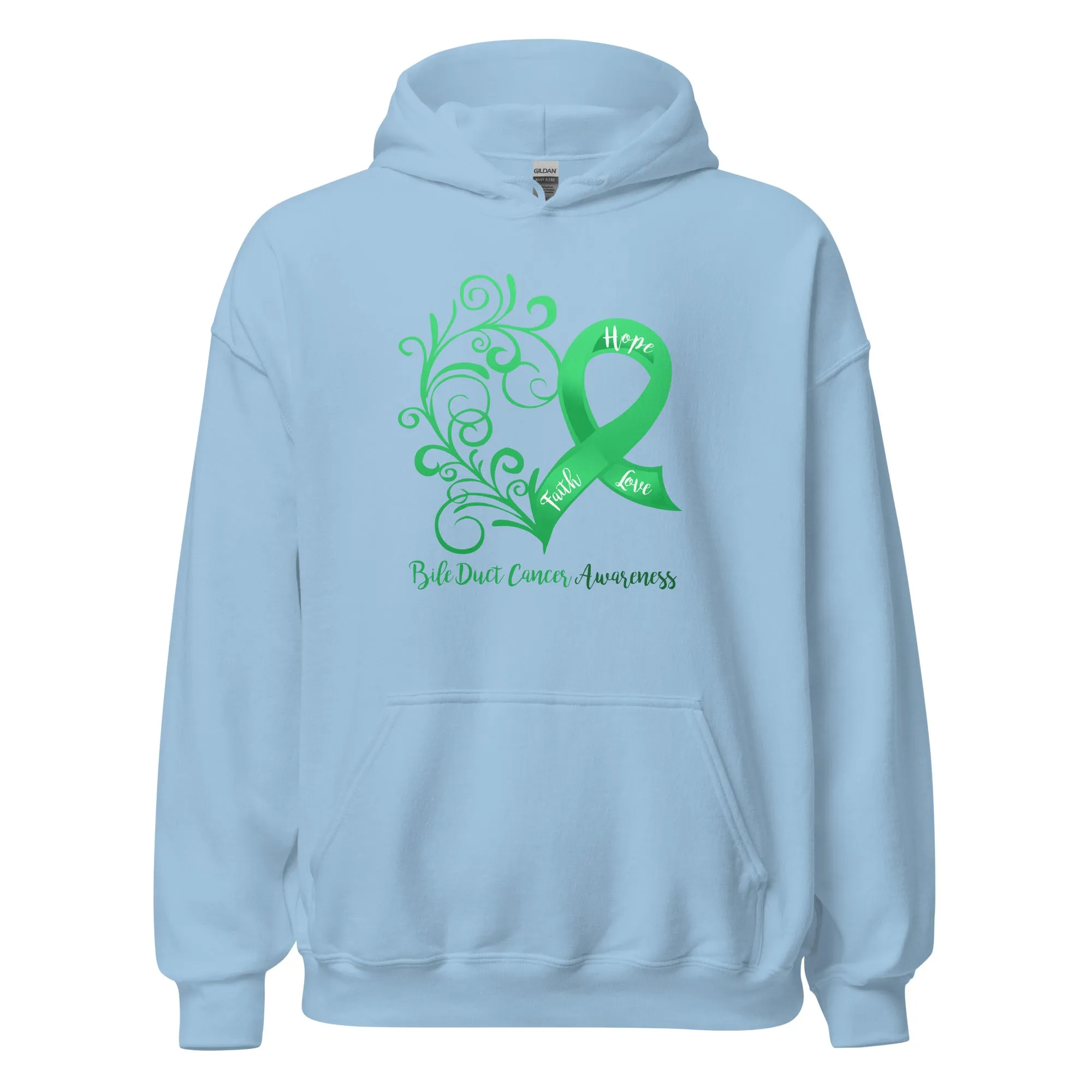 Bile Duct Cancer Awareness Heart Hoodie - Several Colors Available