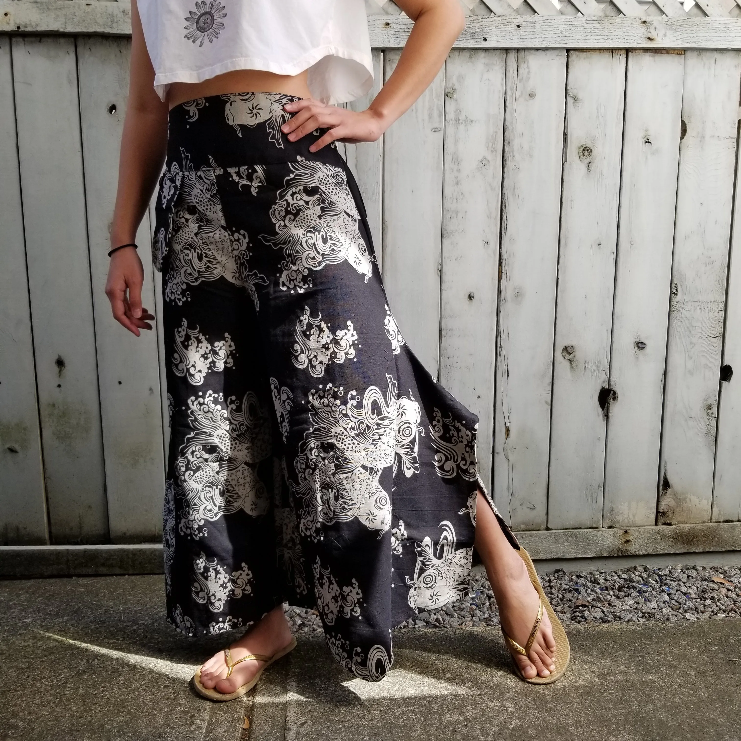 Black Koi Wide Leg Pants