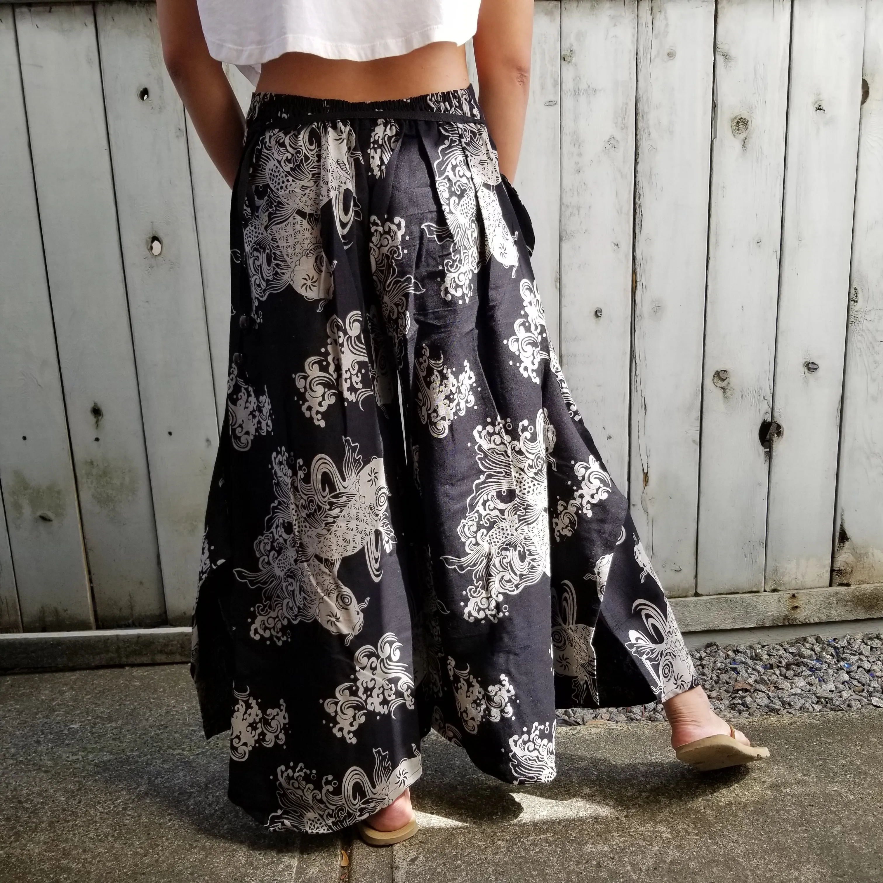 Black Koi Wide Leg Pants