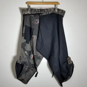 Black Waves Bunny Samurai Pants waist tied