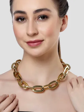 Bohey by KARATCART Big Chunky Gold Western Link Necklace for Women