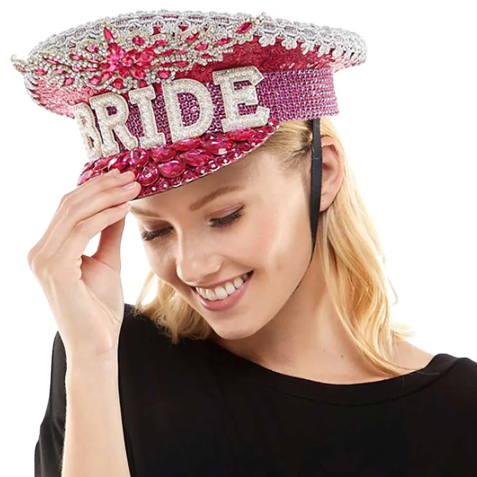 Bride Message Accented Sequin Bling Hat