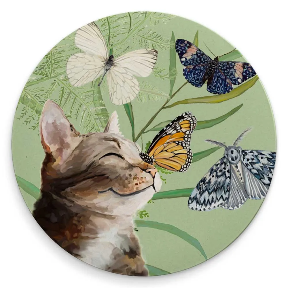 Butterfly And Kitten Friends - Set of 4 Coaster Set