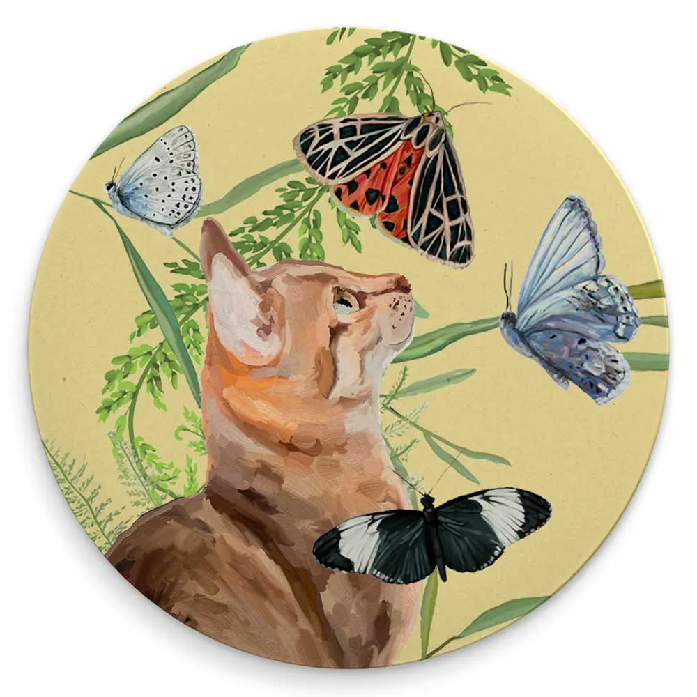 Butterfly And Kitten Friends - Set of 4 Coaster Set