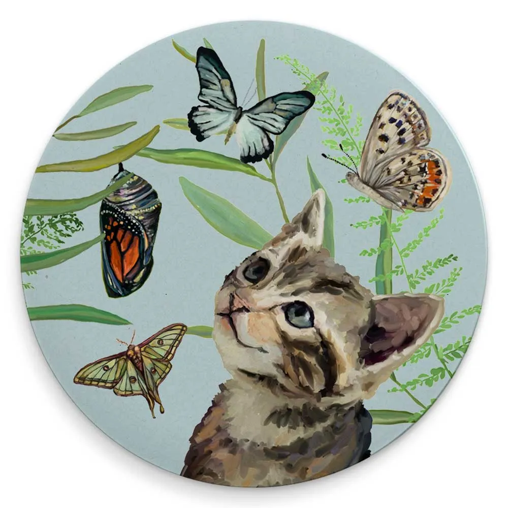 Butterfly And Kitten Friends - Set of 4 Coaster Set