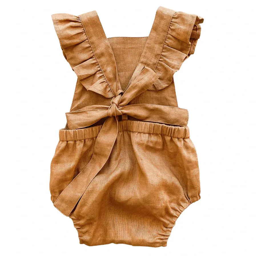 Caramel Linen Vintage Romper