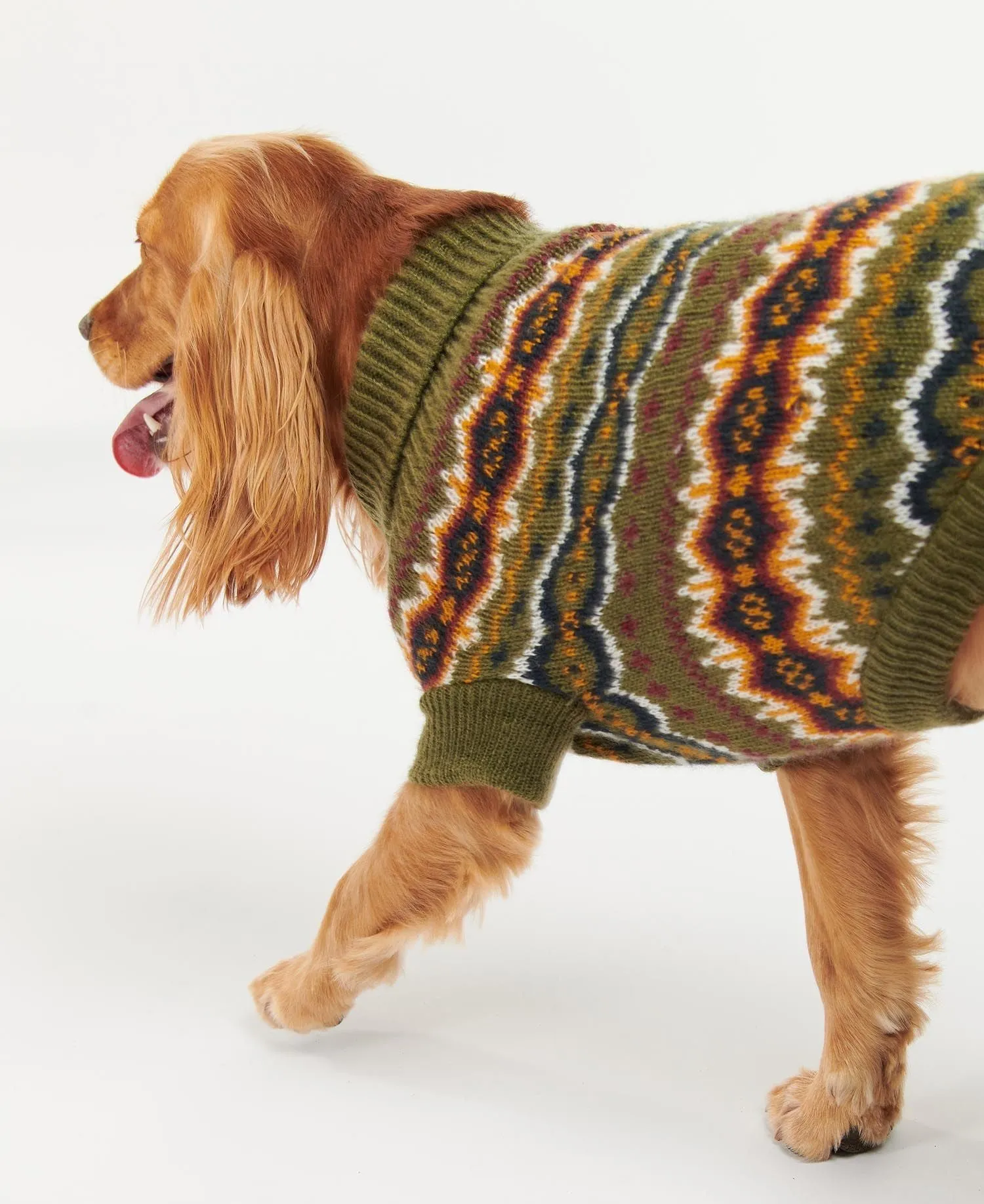 Case Fair Isle Dog Jumper - Olive