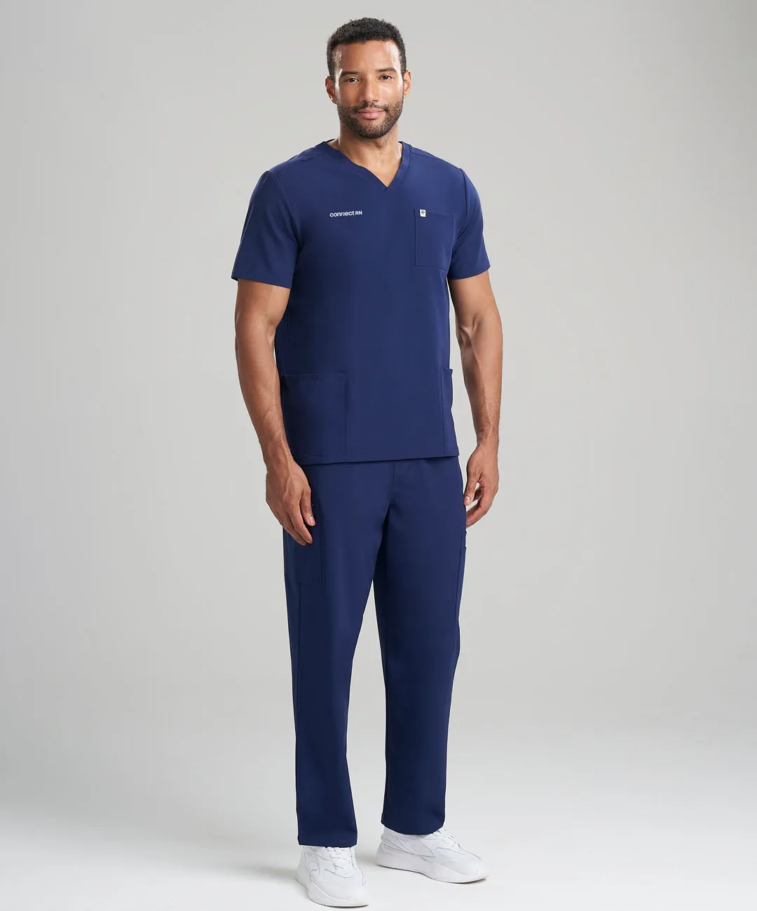 connectRN Mens 3-Pocket V-Neck Scrub Top & Straight Leg Scrub Pants