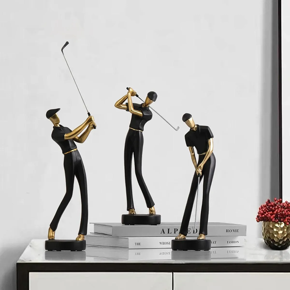 Creative Golfer Figurines | Abstract Golf Player Model Ornament | Modern Home Décor | Sporting Style Decorative Articles