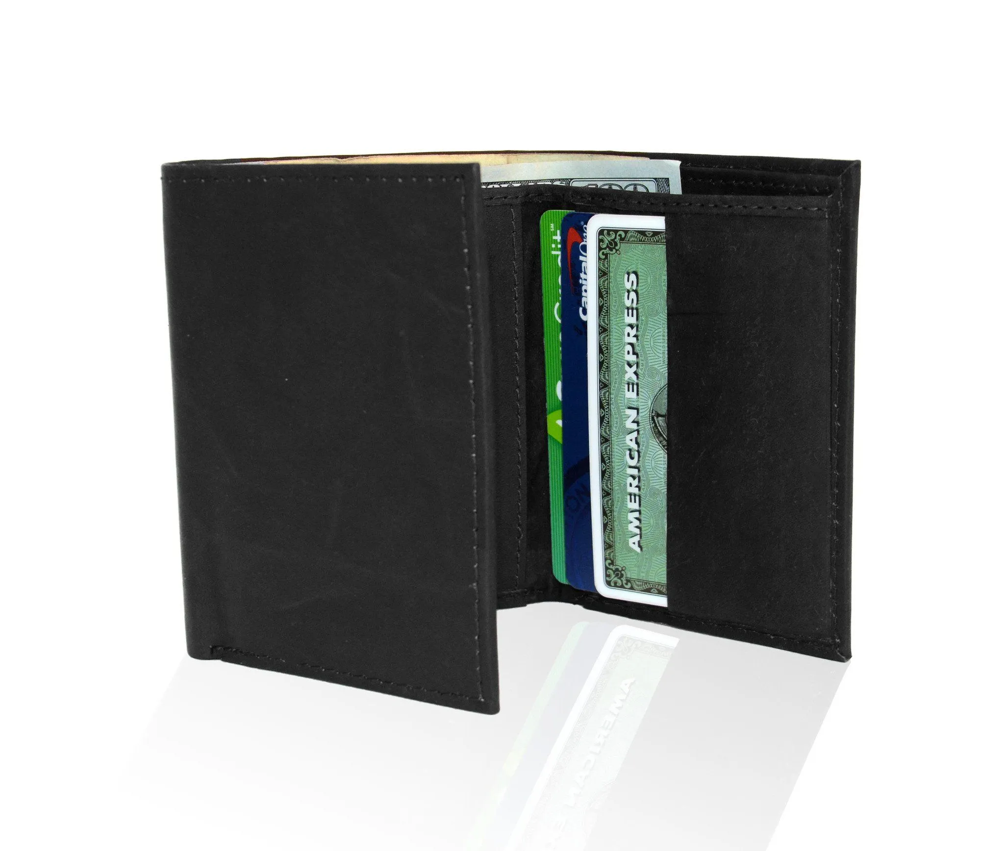 Deluxe Genuine Leather Tri-fold Wallet For Men - Brown