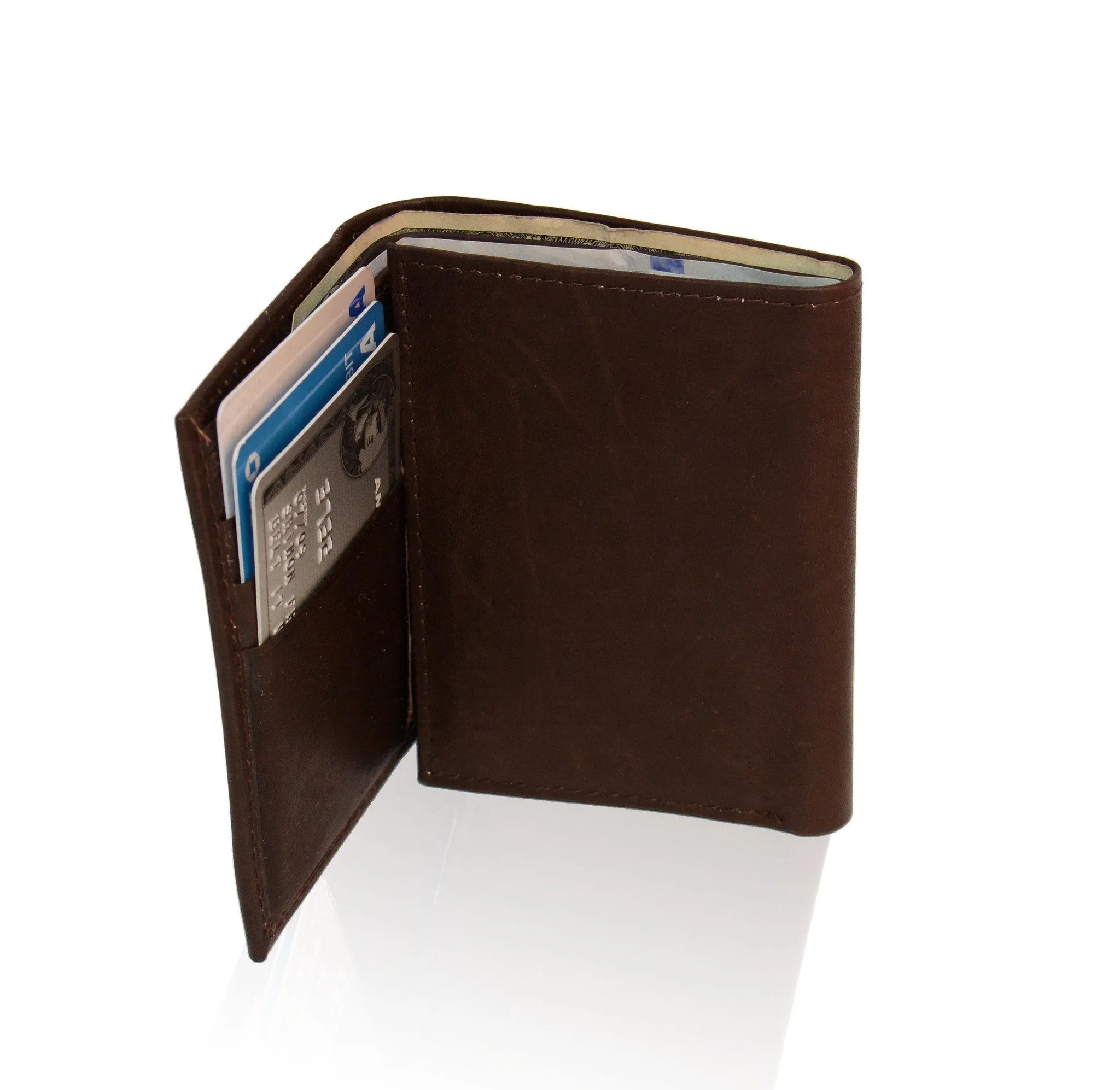 Deluxe Genuine Leather Tri-fold Wallet For Men - Brown