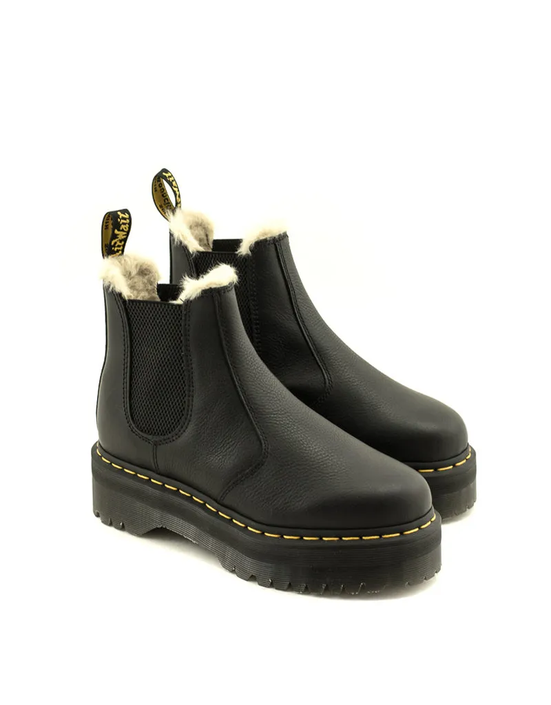 Dr. Martens — 2976 Quad Pisa Faux Fur Lined Platform Chelsea Boots - Black