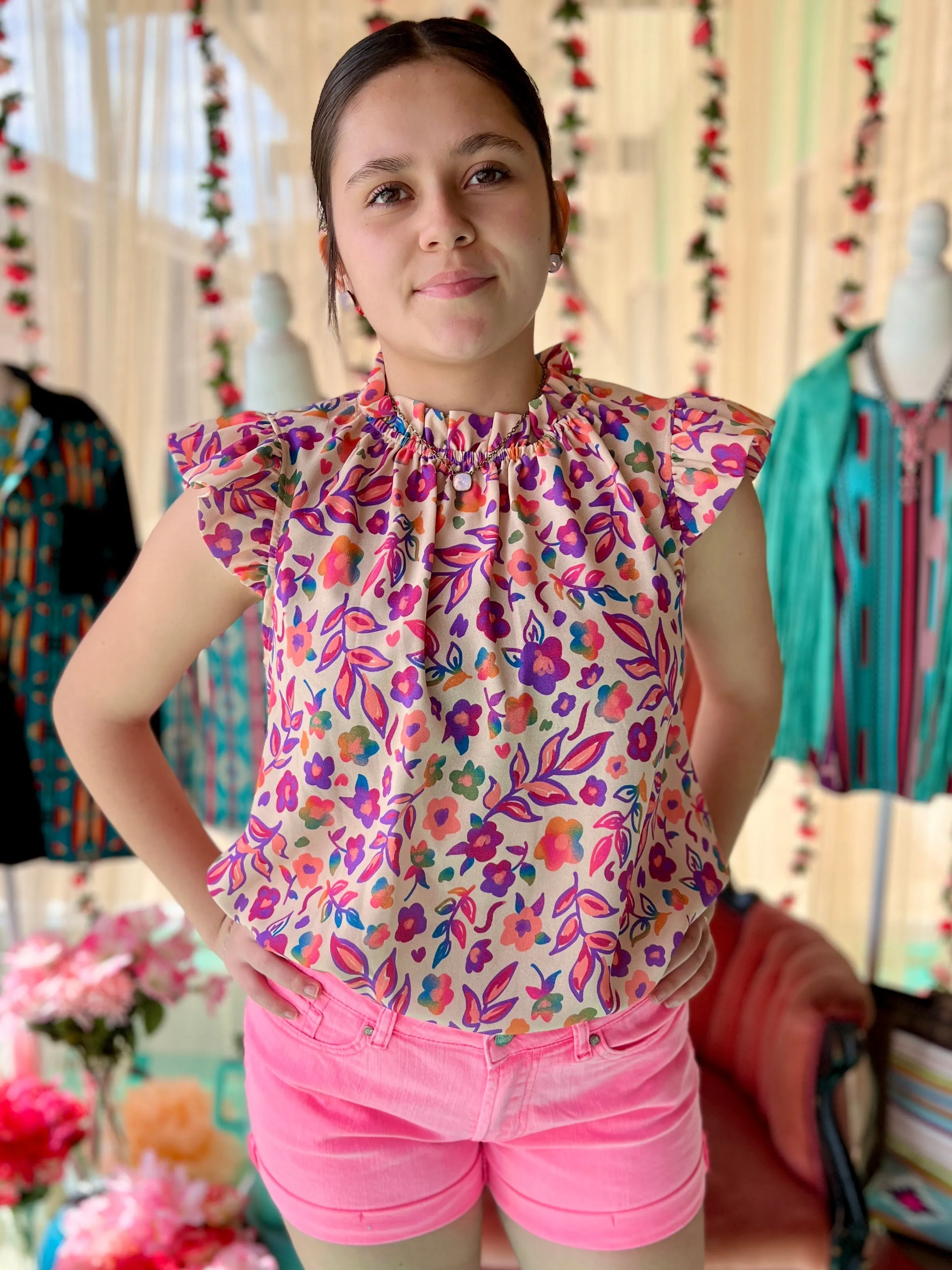 Fluttered & Floral Top