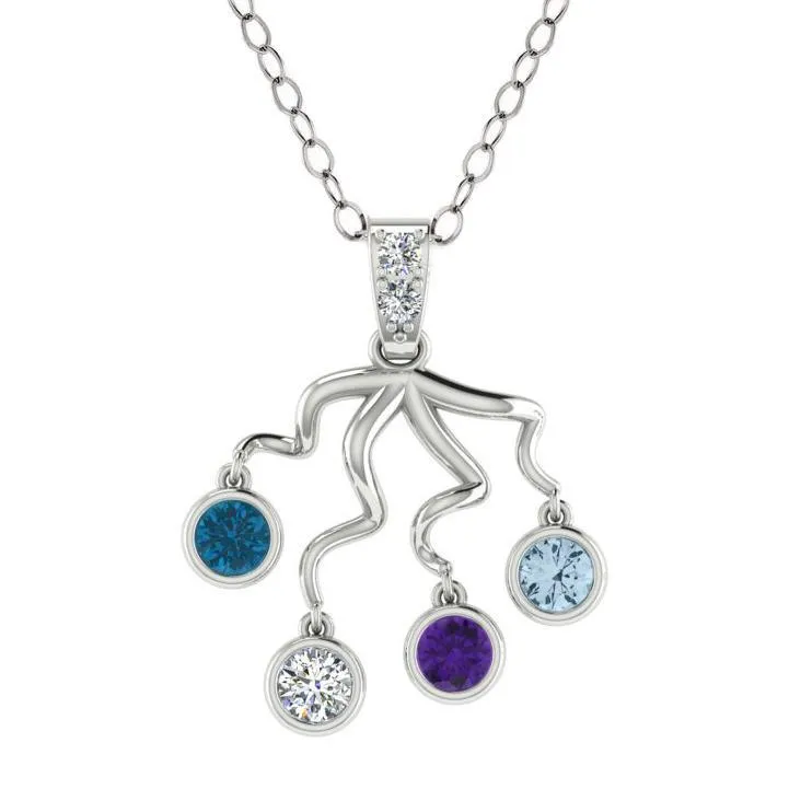 Four Birthstone Necklace 14K Gold