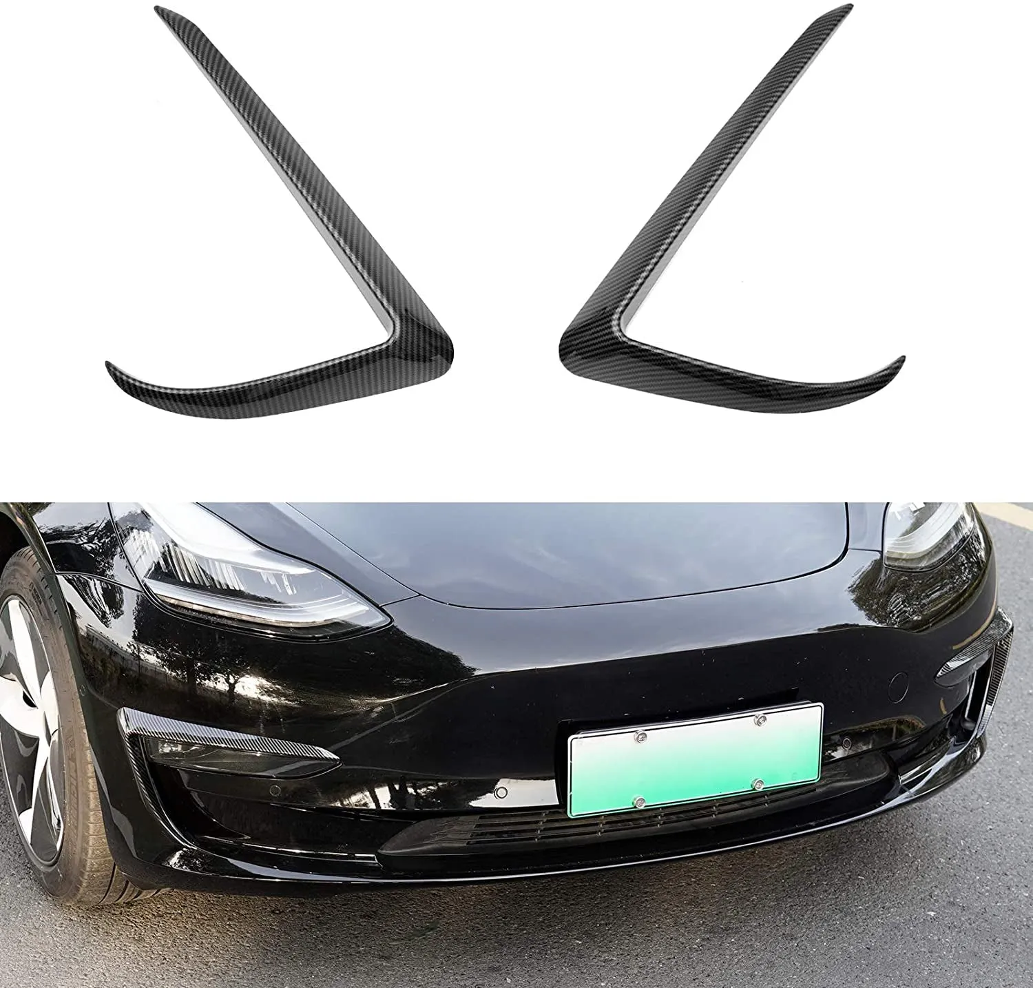 Front Fog Light Trim Cover Eyebrow Spoiler for Tesla Model 3 2017-2023.10