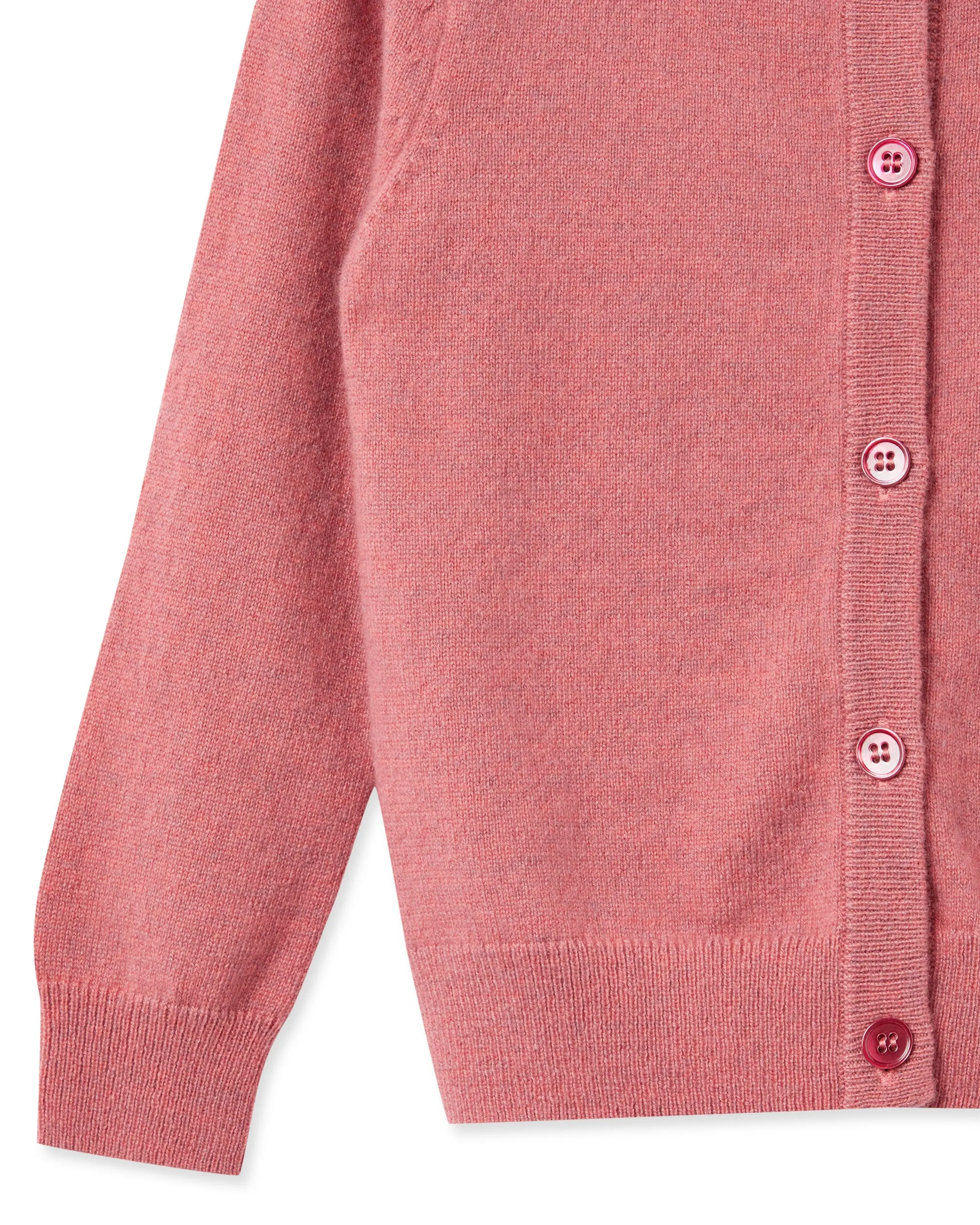 Girls Round Neck Cashmere Cardigan Heather Pink