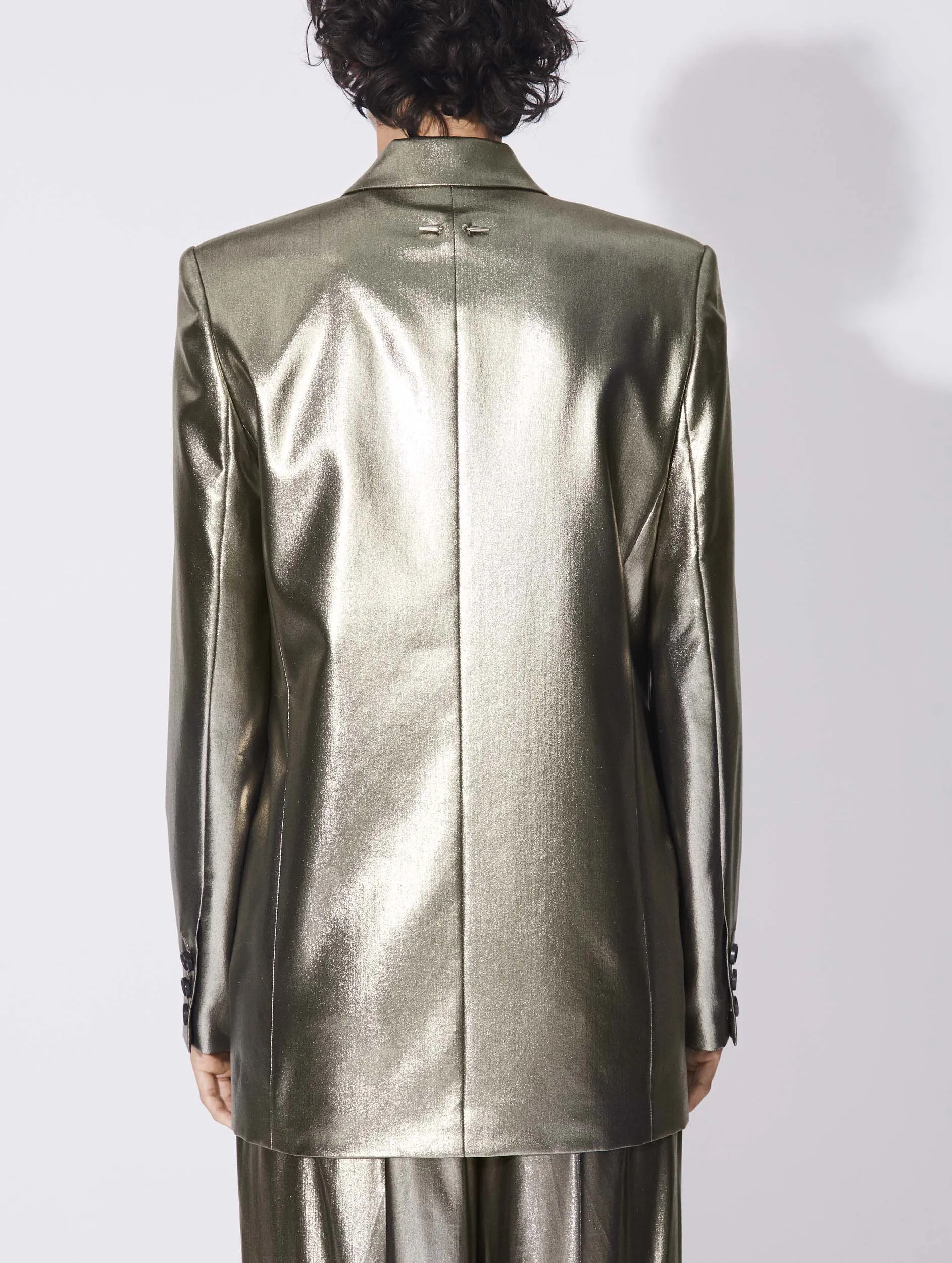 Gold lamé boyfriend suit jacket