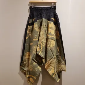 Green Koi Fish Elastic Waist Samurai Pants