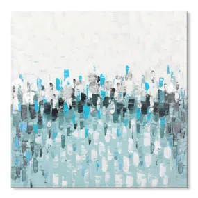 Handmade painting - Abstract in blue with silver foil 40x40 Inch (100x100cm)