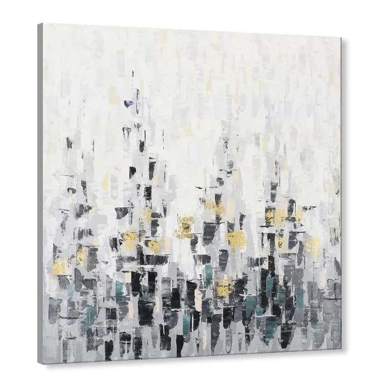 Handmade painting - Abstract in Grey with gold foil 40x40 Inch (100x100cm)