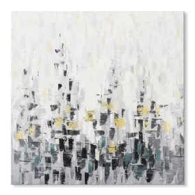 Handmade painting - Abstract in Grey with gold foil 40x40 Inch (100x100cm)