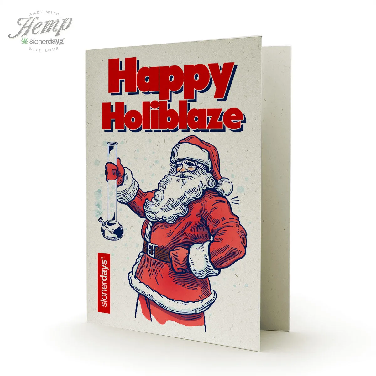 HAPPY HOLIBLAZE HEMP CANNABIS CHRISTMAS CARD