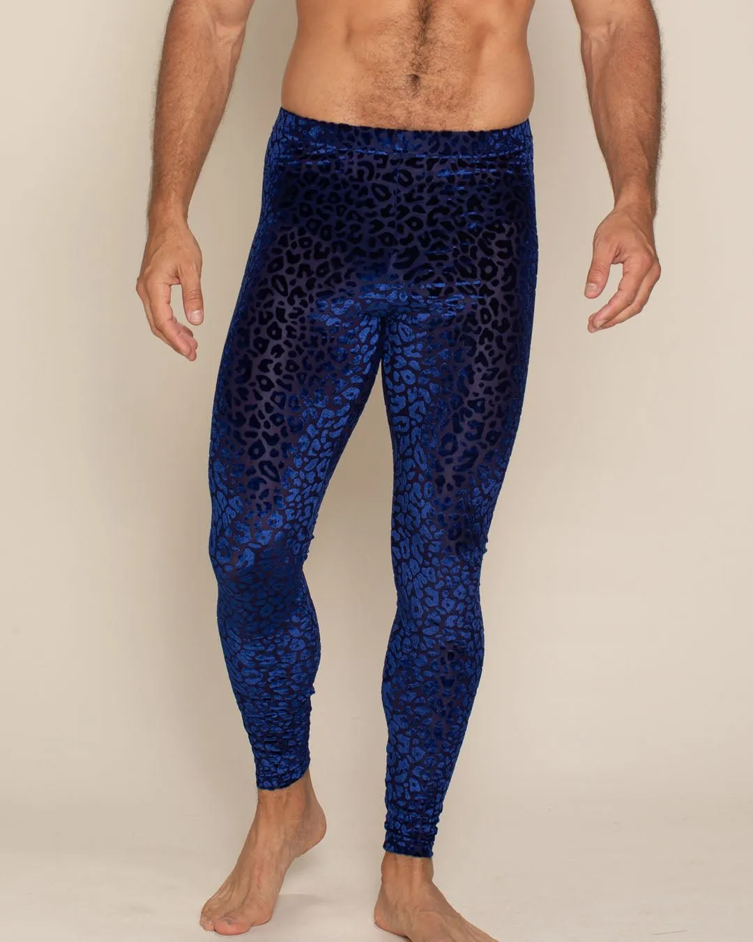 Indigo Leopard Burnout Velvet Leggings | Men's