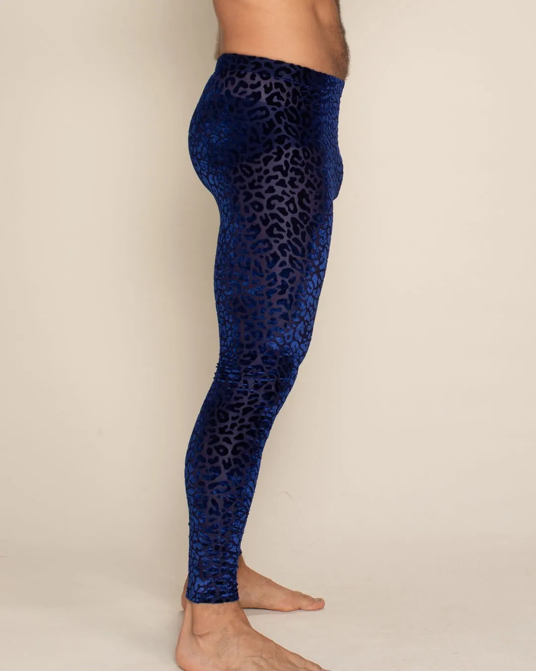 Indigo Leopard Burnout Velvet Leggings | Men's