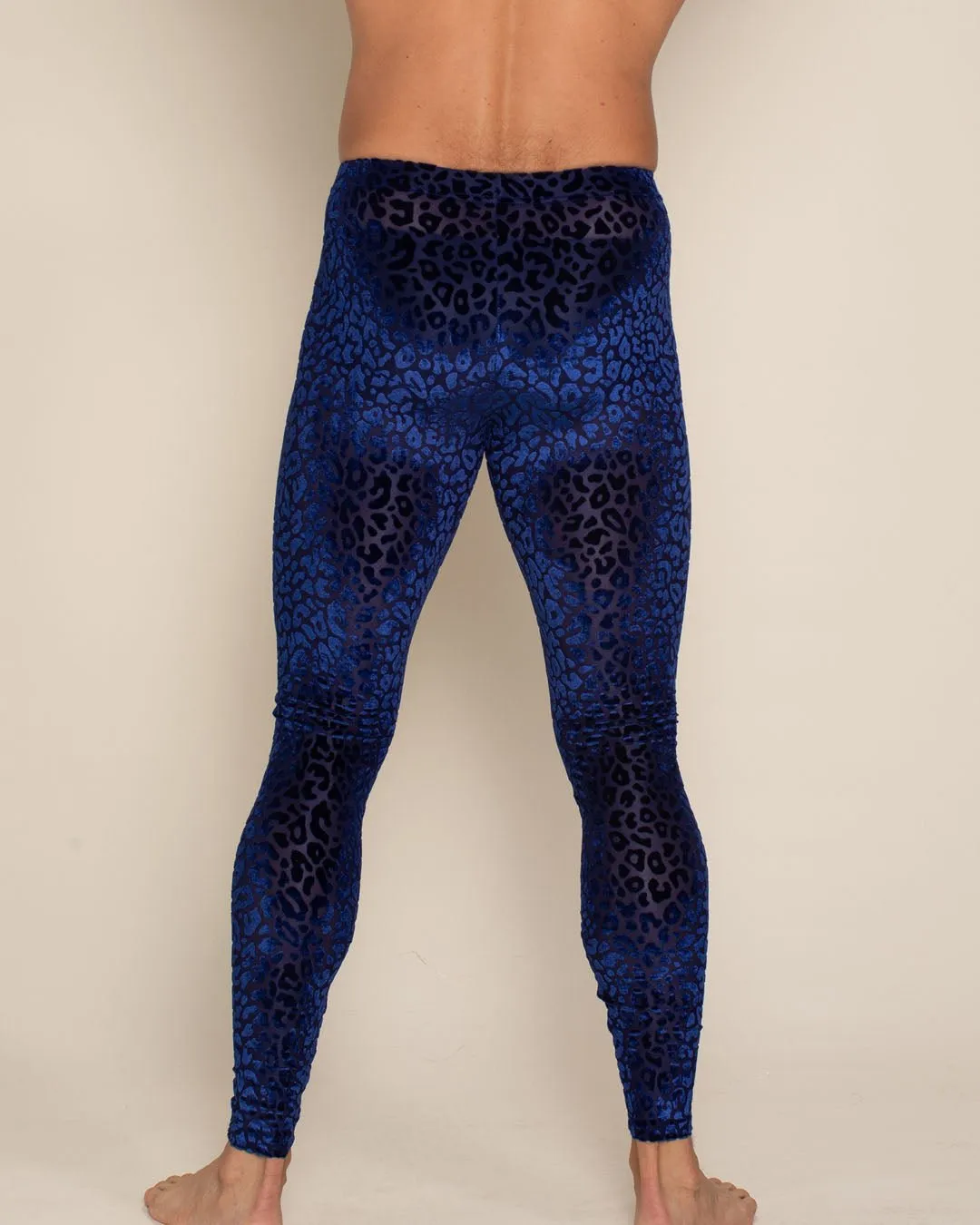 Indigo Leopard Burnout Velvet Leggings | Men's