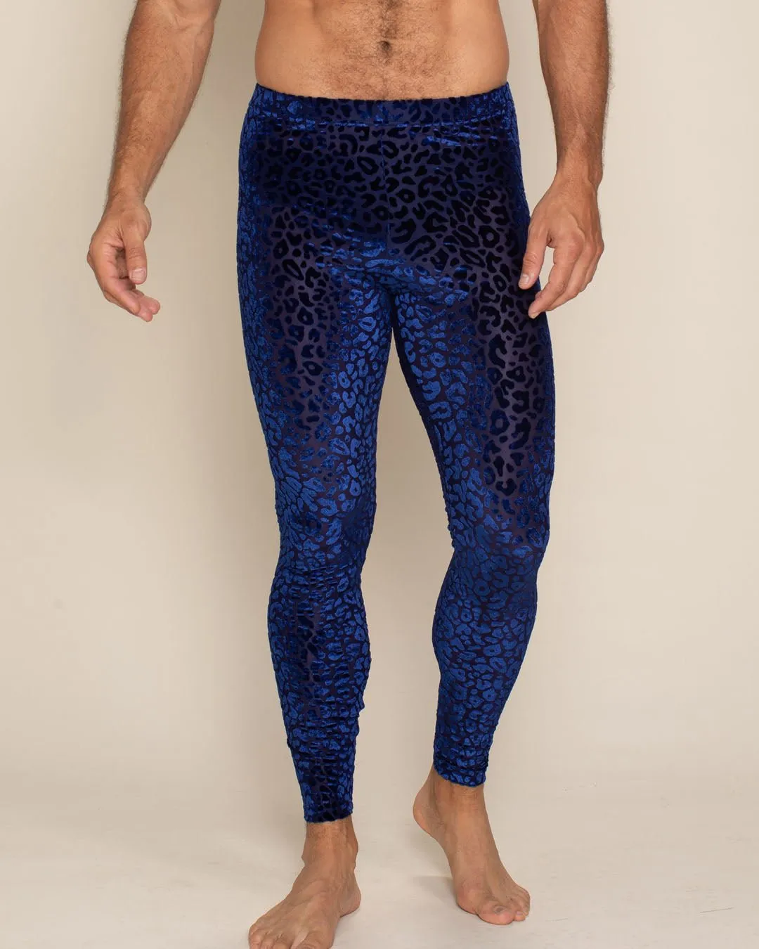 Indigo Leopard Burnout Velvet Leggings | Men's