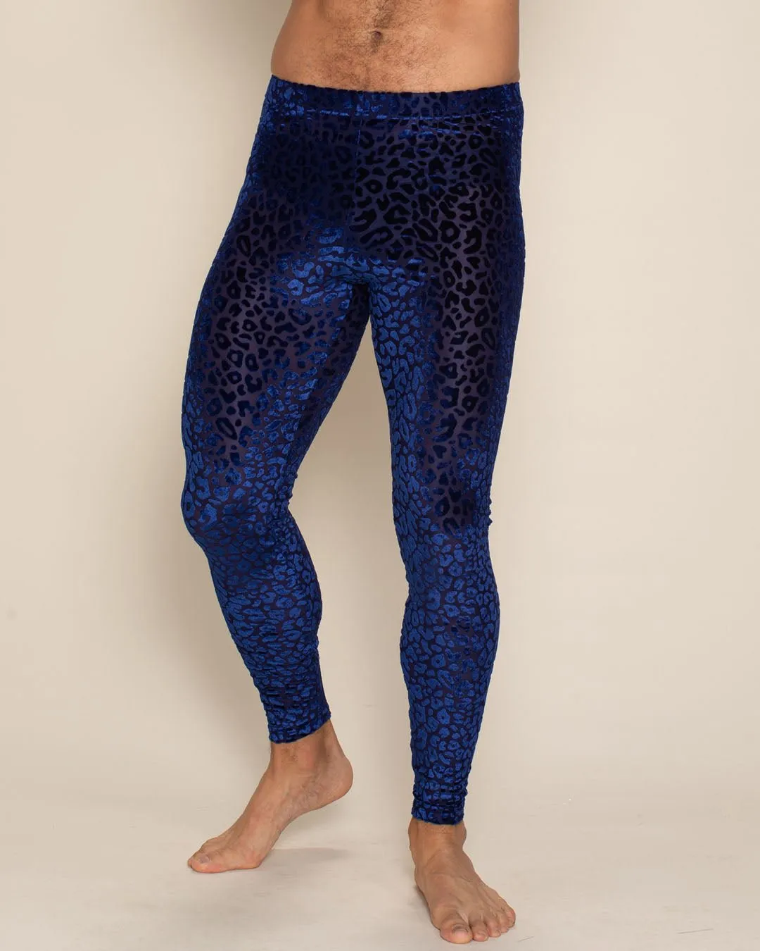 Indigo Leopard Burnout Velvet Leggings | Men's