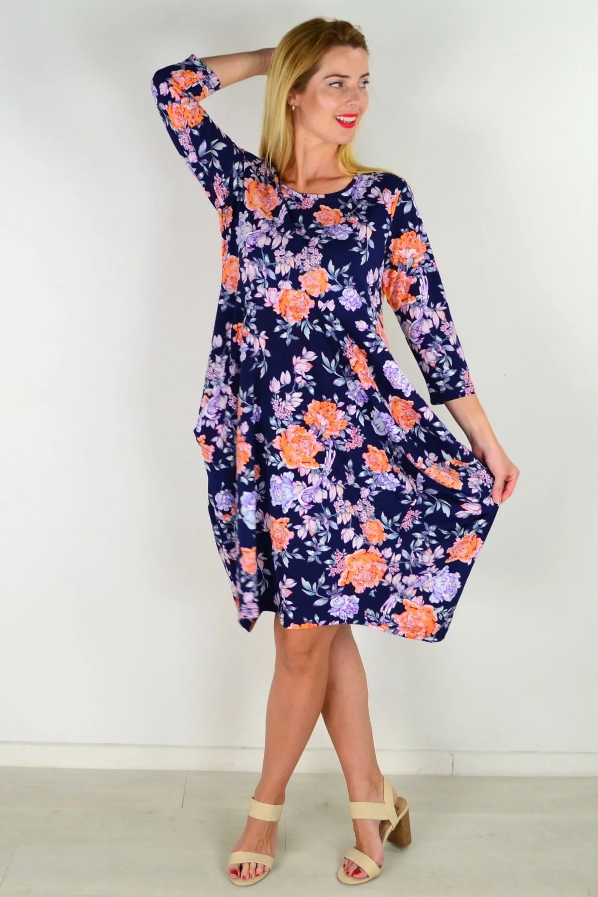 Jean Cocoon Floral Tunic Dress