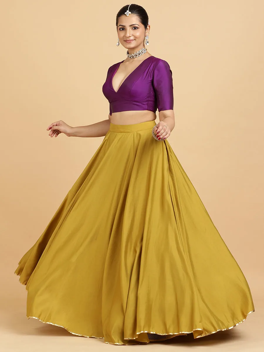 Jhalak Zeenat 3-Piece Lehenga Set | Mustard Lehenga, Purple Blouse | With Falak Purple Dupatta