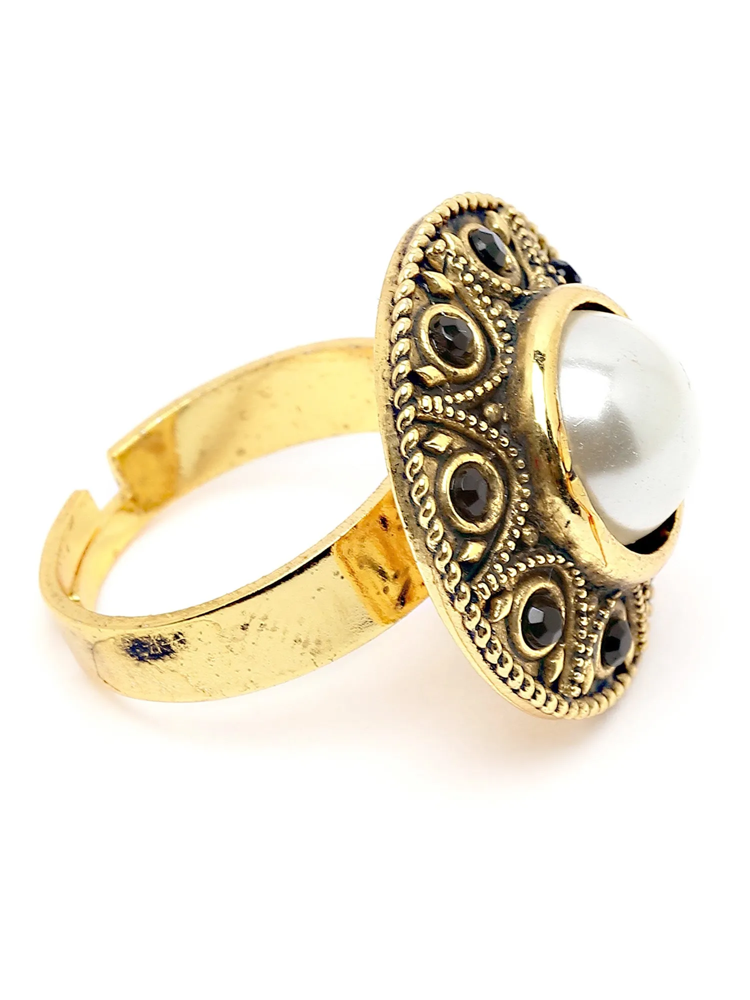 Karatcart Antique Gold Earrings with Ring Set for Women