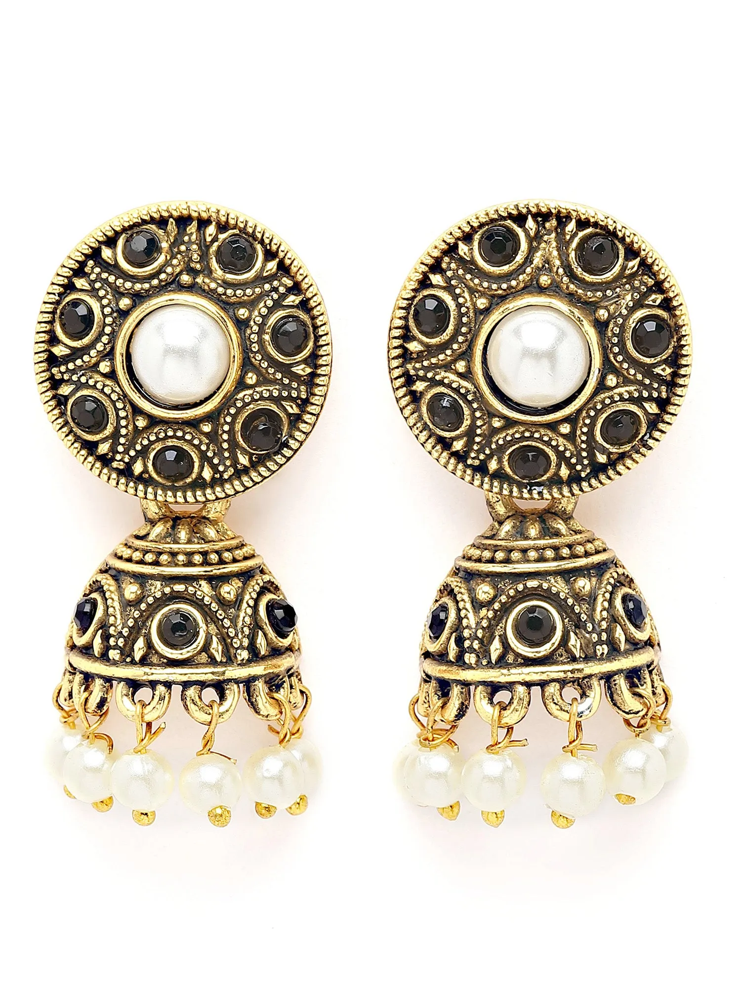 Karatcart Antique Gold Earrings with Ring Set for Women