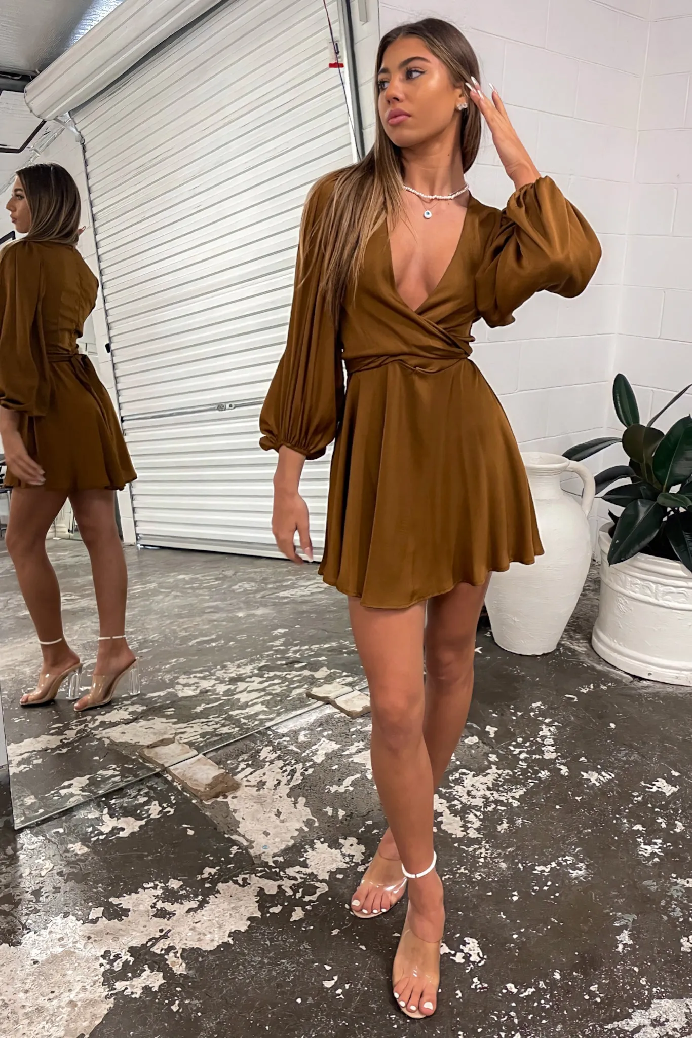 Karma Mini Dress - Brown