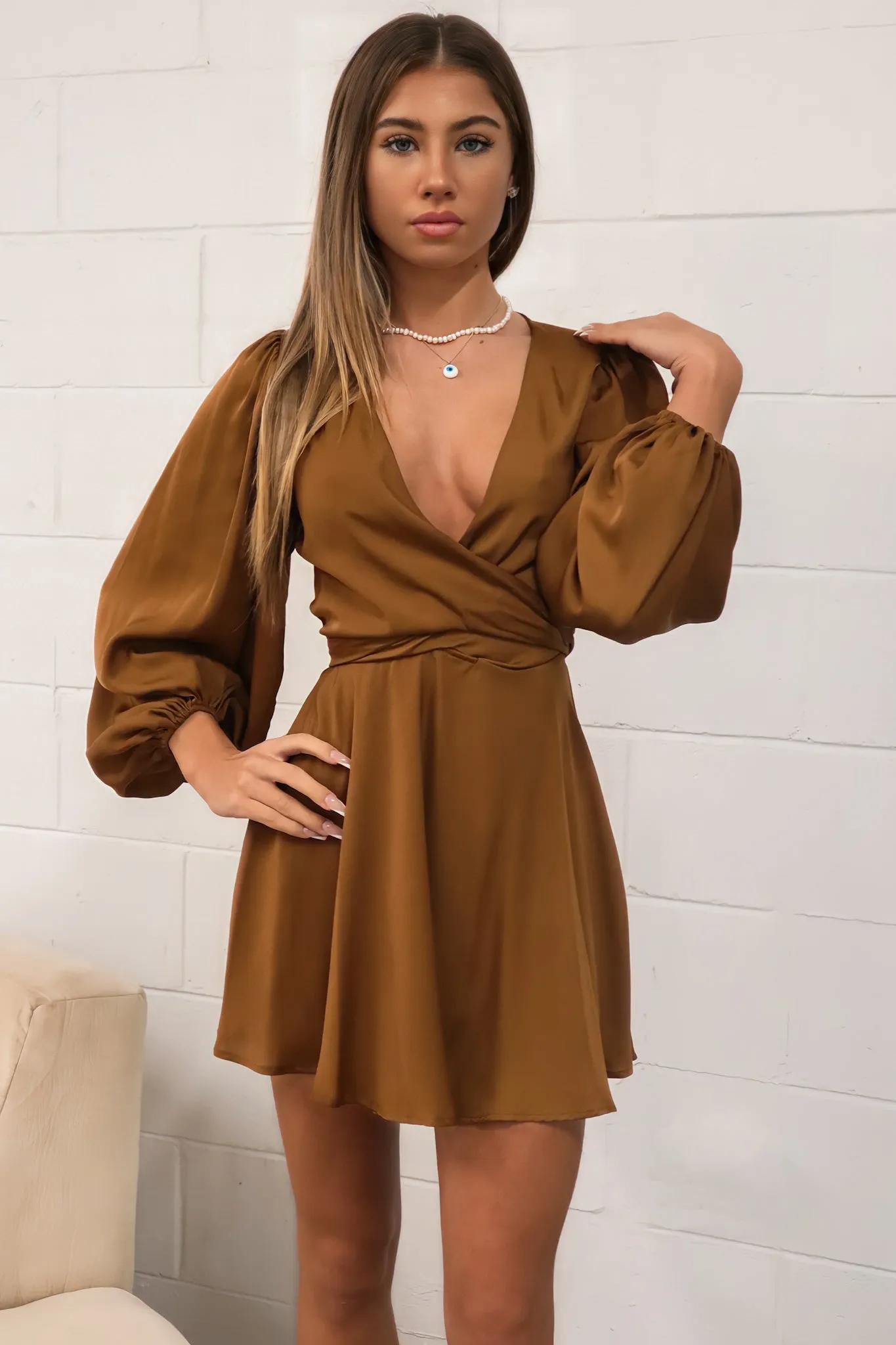 Karma Mini Dress - Brown